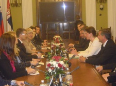 2 October 2013 The delegation of the National Assembly headed by the Speaker, Dr Nebojsa Stefanovic in meeting with the delegation of the Republic of Slovenia